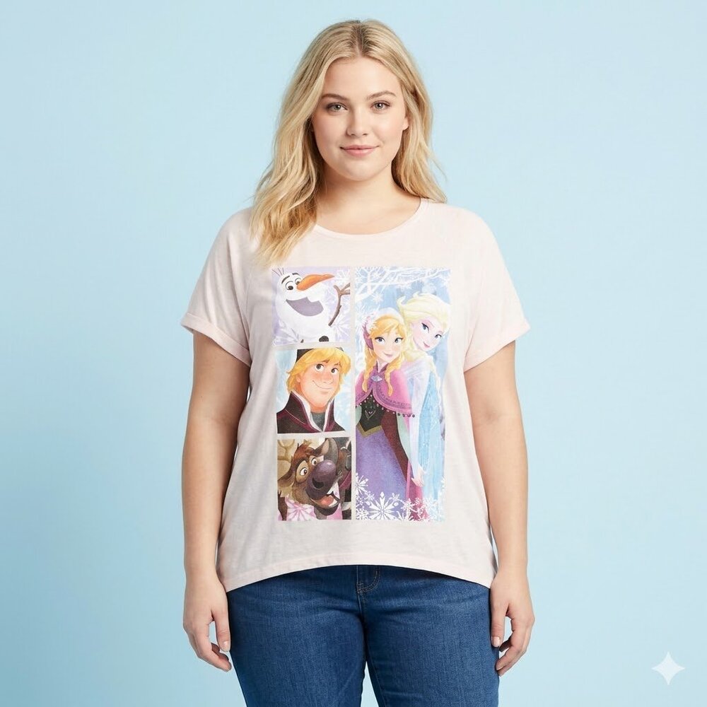 Disney Frozen 2 Pink Graphic Tee NWT XXL Anna Elsa Olaf Kristoff Shirt